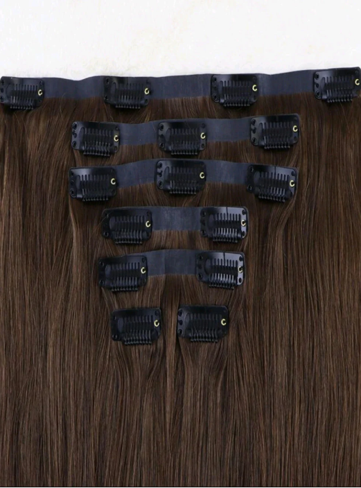 Dark Brown straight 7 pc clip-in Hair Extensions