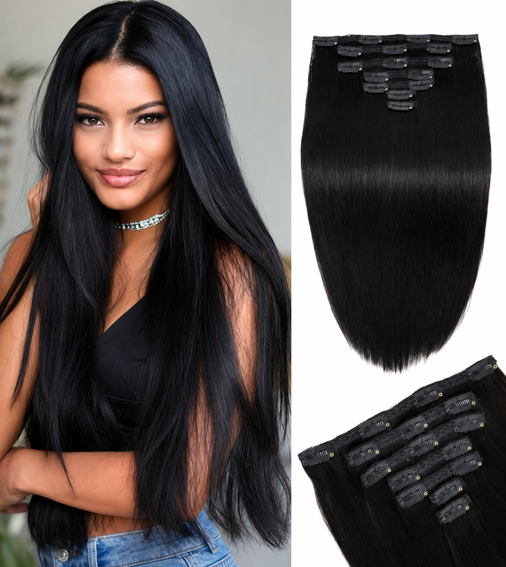 7pcs Natural Straight Clip in Hair Extensions