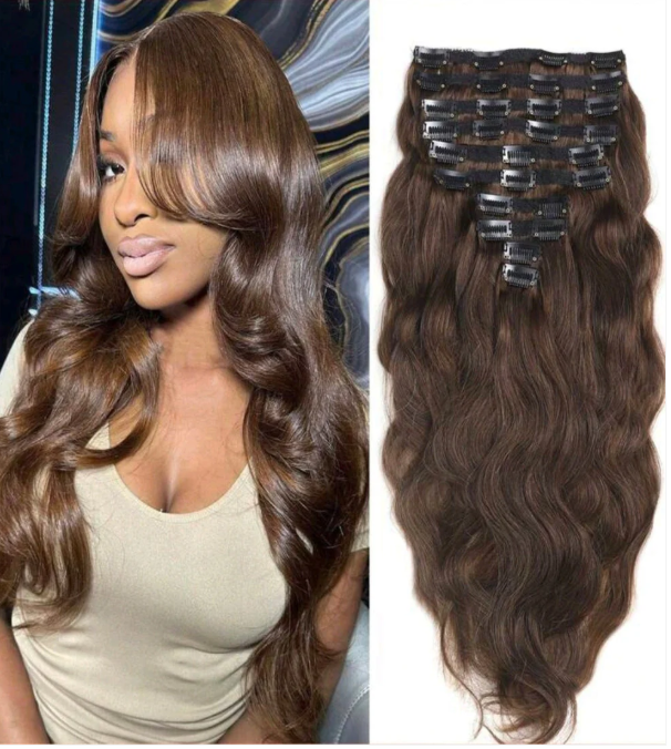 Brown Natural 8pcs Wave Hair Extensions